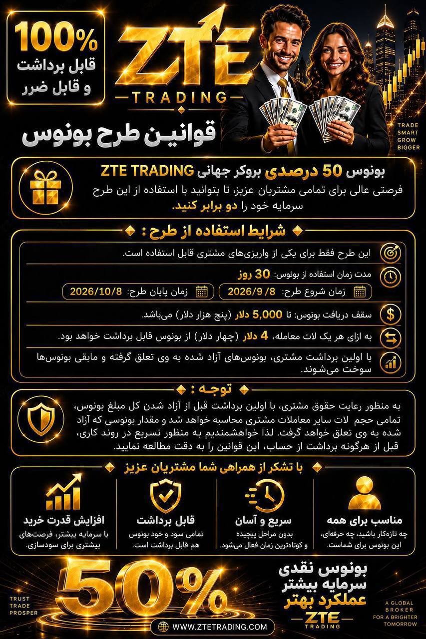 «طرح ویژه بونوس *قابل برداشت و قابل ضرر *ZTE TRADING برای مشتریان فعال این شرکت آغاز شد!» — تصویر پیوست