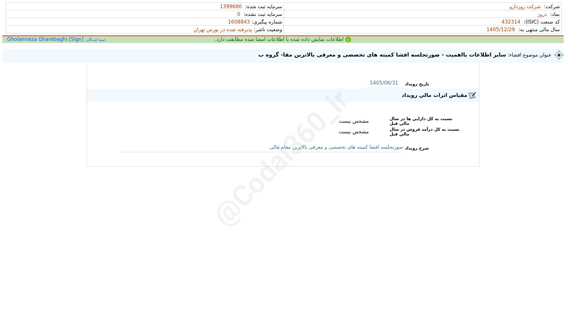 «دروز افشای اطلاعات بااهمیت - (سایر اطلاعات بااهمیت - صورتجلسه افشا کمیته های تخصصی و…» — تصویر پیوست