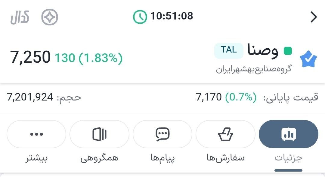 «وصنا از تک سهم های ناب بازار که مستعد صف خرید شدن هست» — تصویر پیوست