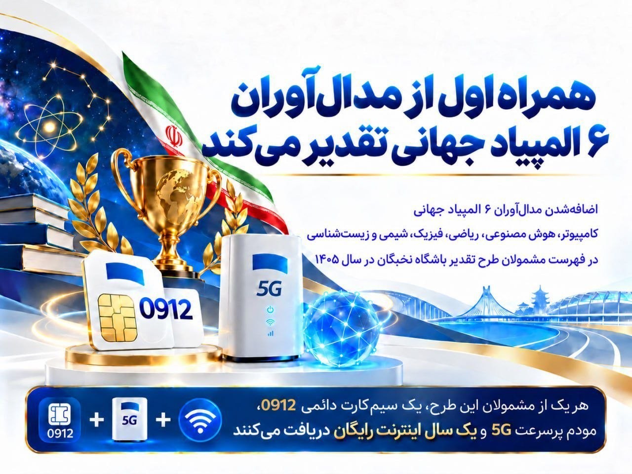 «همراه اول از مدال‌آوران ۶ المپیاد جهانی تقدیر می‌کند» — تصویر پیوست