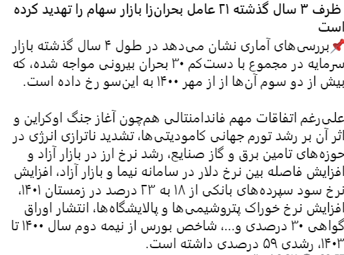 «30 شوک بیرونی به بورس در ۴ سال گذشته!!» — تصویر پیوست