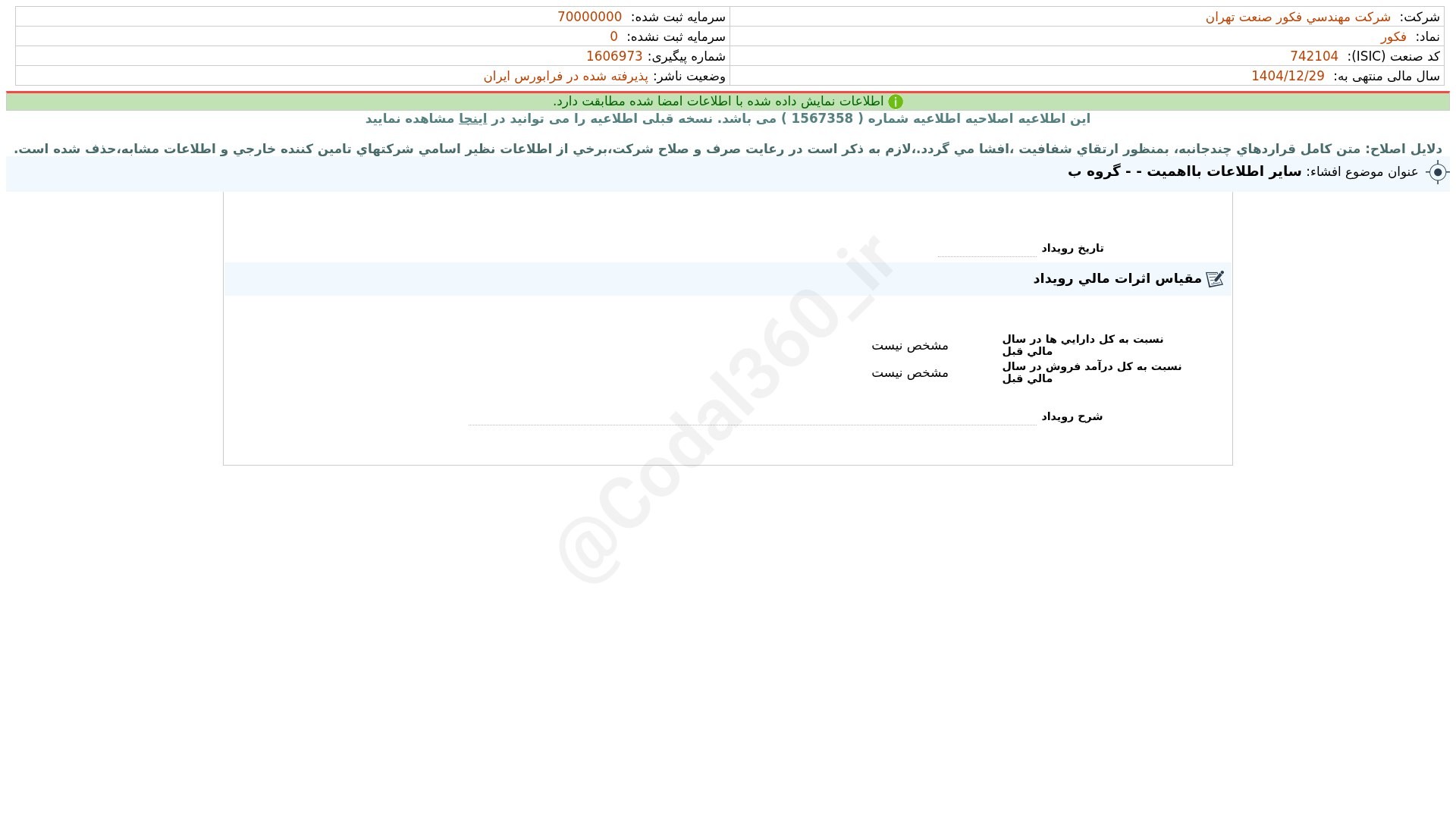 «فکور افشای اطلاعات بااهمیت - (سایر اطلاعات بااهمیت - - گروه ب) منتهی به سال مالی…» — تصویر پیوست
